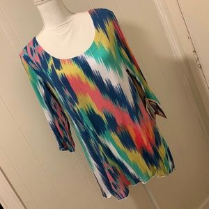 Miraclebody by Miraclesuit Top Indigo Blue Multicolored Top Size Large